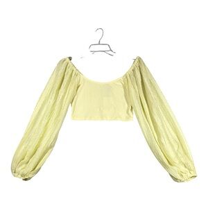 Chic Women's Light Yellow Blouse with Long Sleeves
